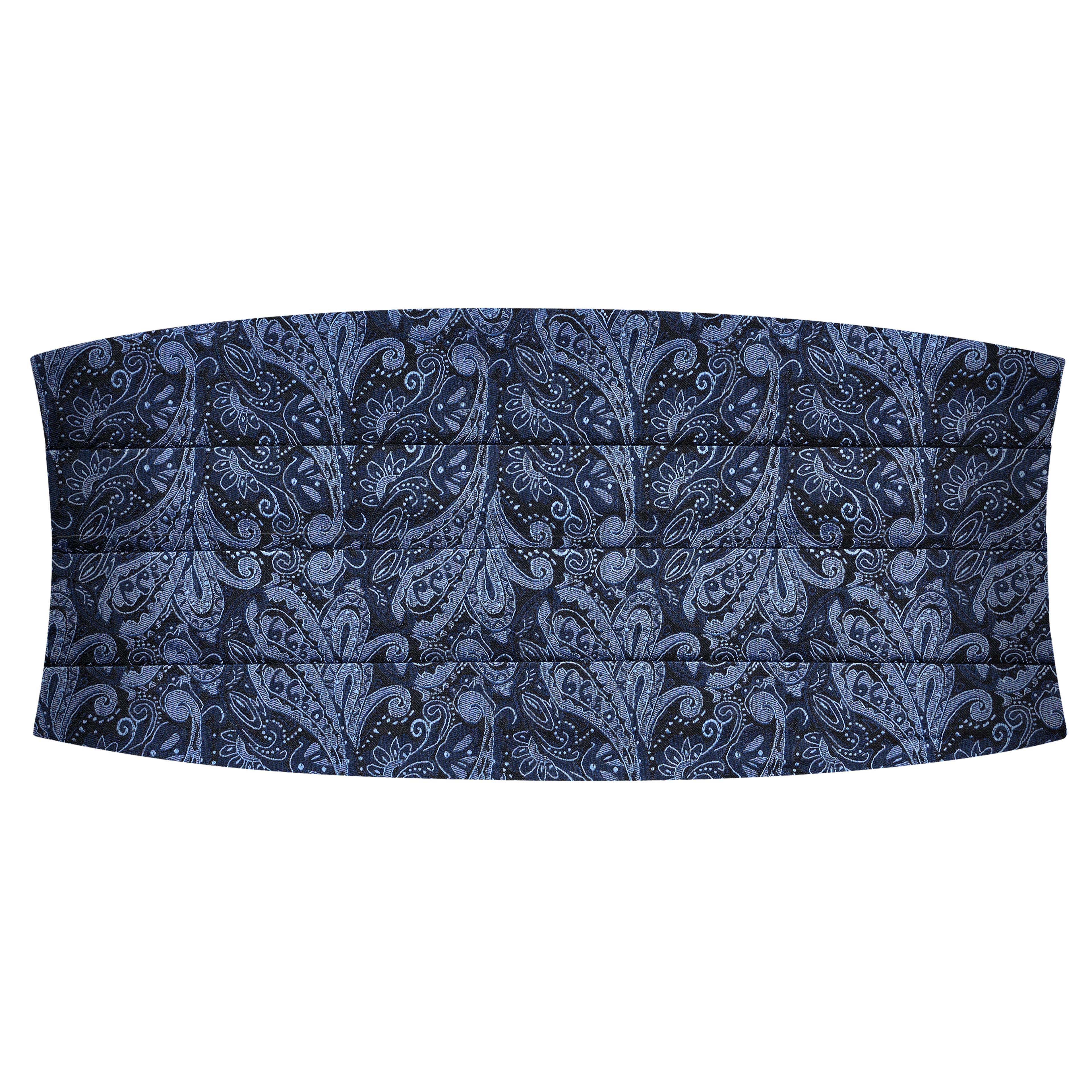 Marineblau & Hellblauer Kummerbund aus Seide mit Paisley-Muster